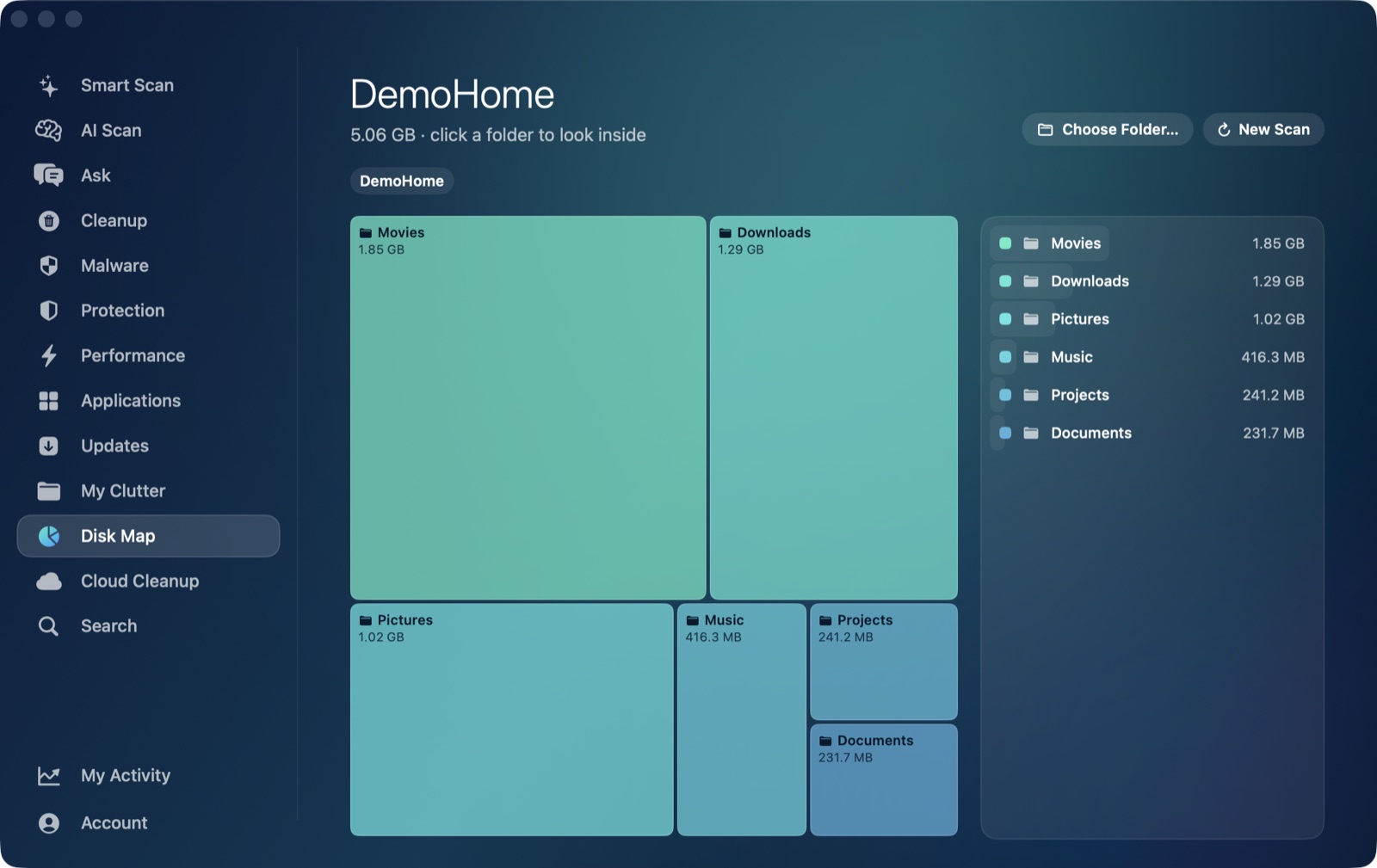 Disk Map treemap of a folder